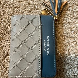 Forever Young Embossed Gray and Blue Card Holder